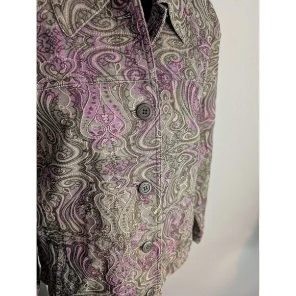 Rebecca Malone Women's Green & Purple Paisley Denim Jacket - XL - Picture 3 of 7
